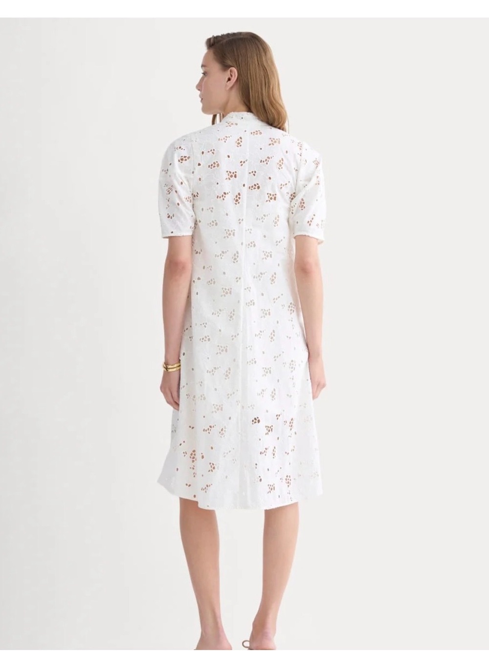 Everlane White Eyelet A-Line Midi Dress size Large NWT - Picture 2 of 5